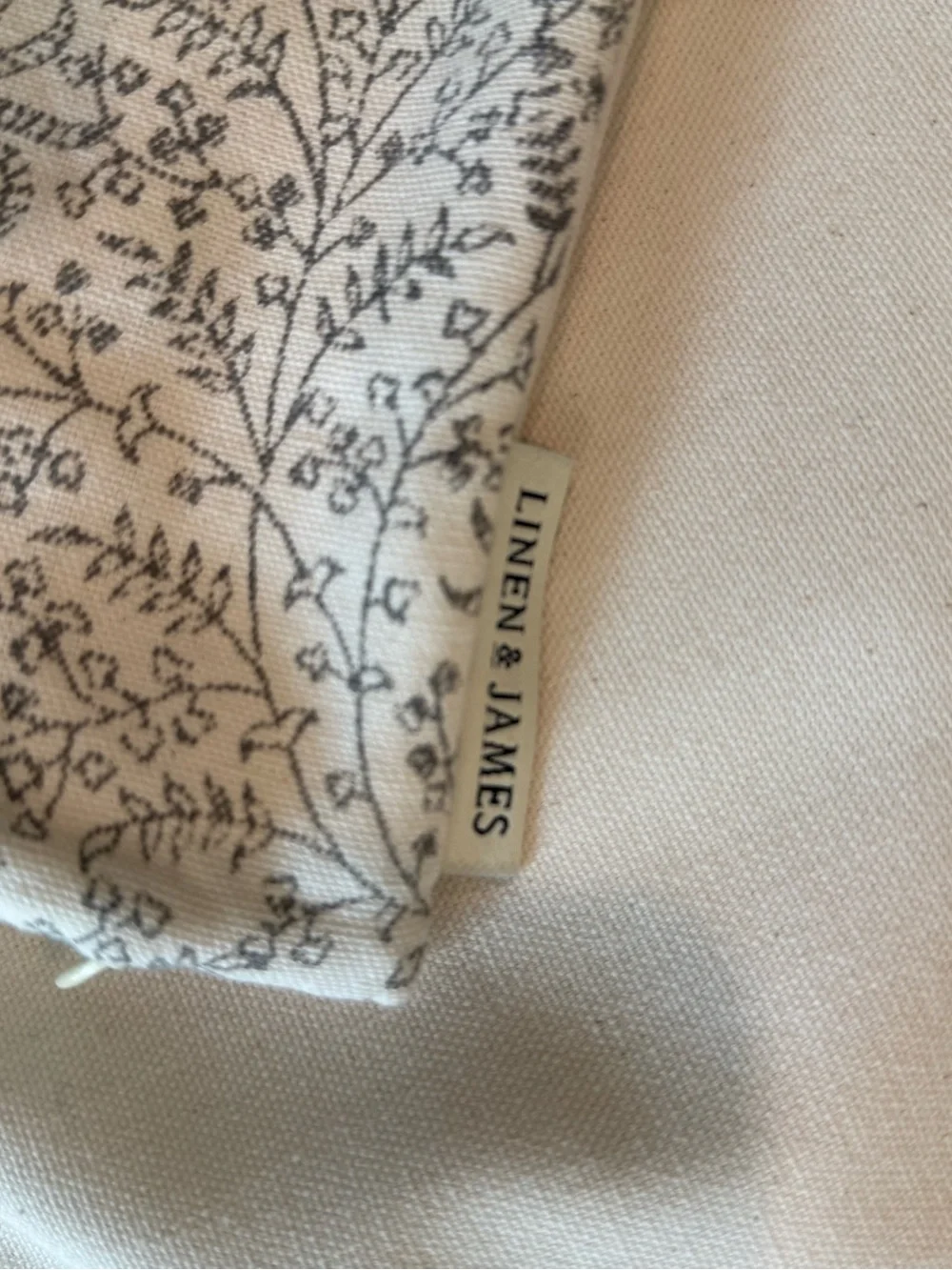 Cover ONLY Linen & James Floral Block Black and Cream 22 x 22 Pillow Cover